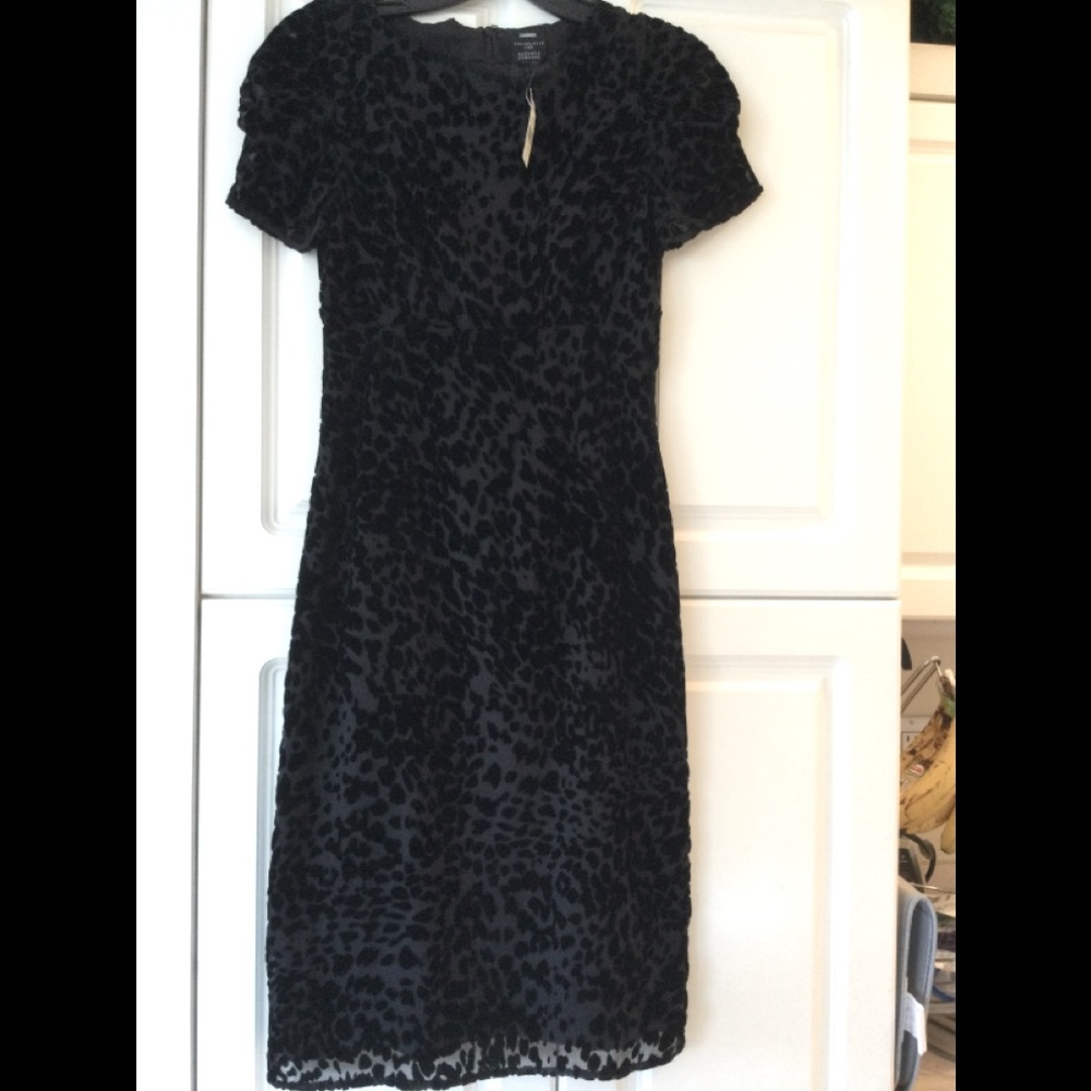 L’AGENCE Leopard Burnout Black Dress